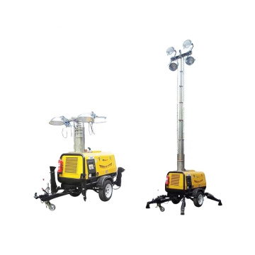 Portable hydraulic 10M mobile light tower for railway